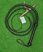 Genuine Leather 08 Feet Long 12 Plait Weaving Black Bull Whip Loud Cracking Whip