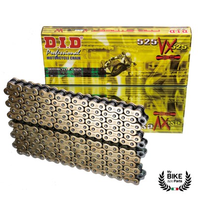 DID VX3 Motorrad X-Ringkette gold verstärkt 525 Teilung 110 Glieder Nietschloss