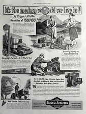 1953 Briggs Stratton Gasoline Engines 4 Cycle Modern World Desert VTG Print Ad