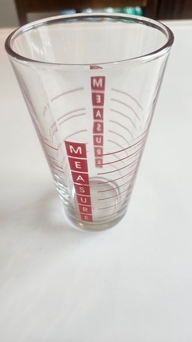 VINTAGE ROTDRUCK MESSGLAS OZ/BECHER