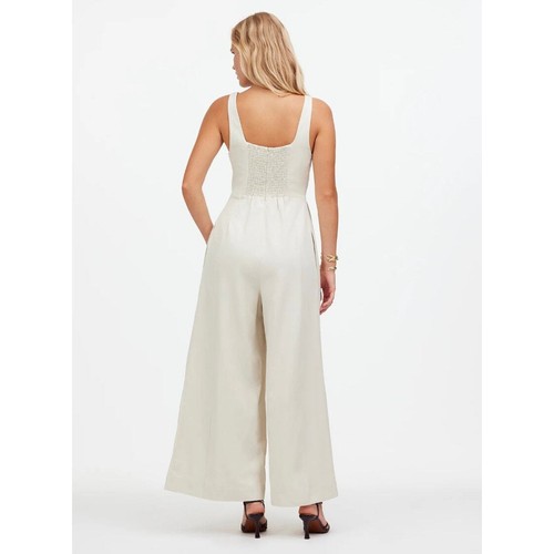Madewell Wide Leg Jumpsuit Drapey Twill Muted Stone Beige Minimalist US 6 NWT - Picture 3 of 20