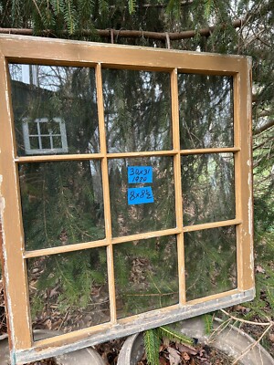 30 x 31 Antique Vintage Large Window Sash Frame old 9 Pane  Frame 1920s