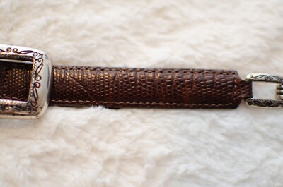 Brighton Womens Sz L Silver Chain Link Brown Leather Skinny  display picture 1
