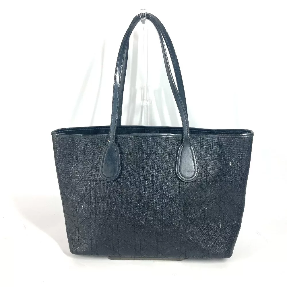 Sac fourre tout Dior Cannage matelassé Panarea cuir / toile enduite noir