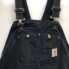 CARHARTT Overalls Mens 46x30 Black Duck Canvas Double Knee R01 Union Made In USA