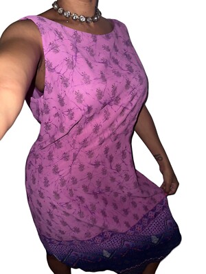 John ROBERTS NEW VTG Y2K Deadstock Ombre Print Sleeveless Zip Dress Womens Sz 16