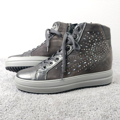 Igi & Co Womens Size 40 EU Platform Sneakers Studded Shoes Made In Italy Gray