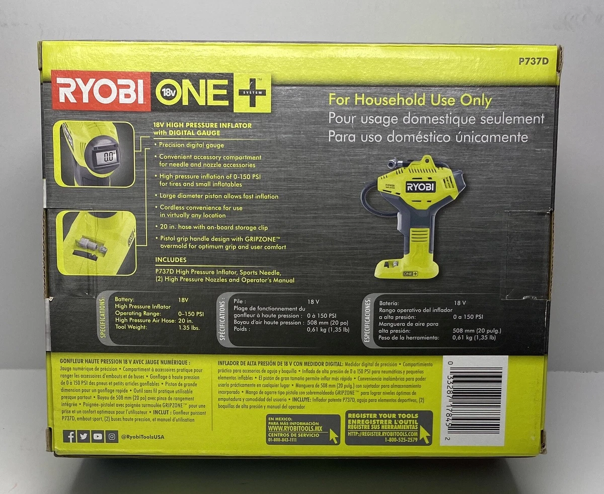 Ryobi one+ 18 volt high online pressure inflator with digital gauge