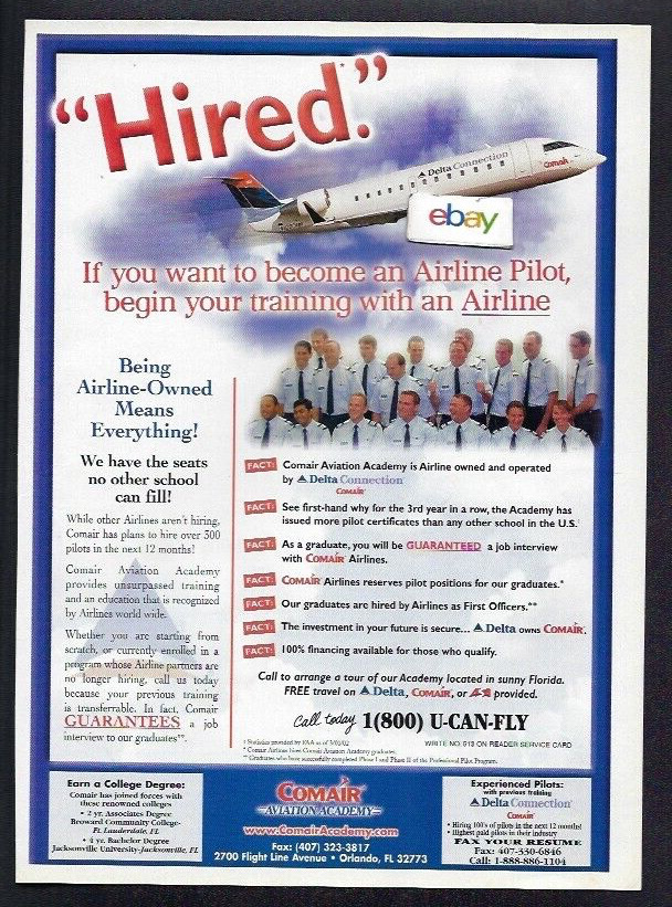 COMAIR AVIATION ACADEMY ORLANDO DELTA CONNECTION CRJ JET PILOT TRAINING  HIRED AD