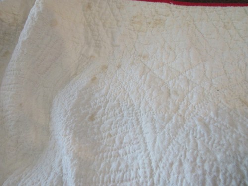 Antique Double Wedding Ring Quilt Hand-stitched Hand-quilted Feed Sack BEAUTIFUL - Picture 8 of 14