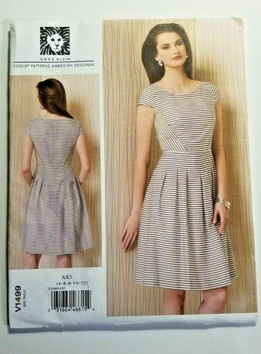 Vogue Designer Dress Sewing Pattern V1499 Anne Klein Sizes 4-12 New Uncut EASY