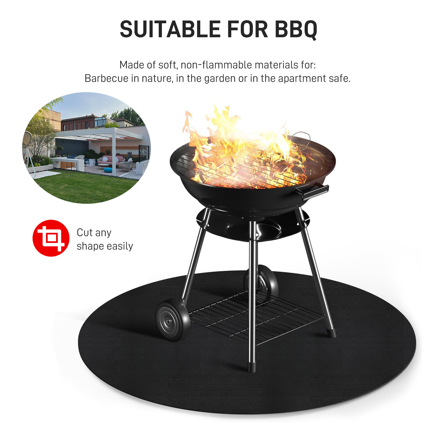 Under Grill Floor Mat,Premium Grill Mat for Deck, Oil Absorbent, Deck Protector