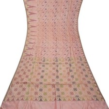 Namaste Vintage Pink Sarees 100 Pure Silk Woven Indian Sari 5YD Craft Fabric
