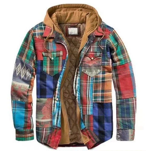 Men Plaid Work Jacket Lumberjack Hooded Flannel Shirt Sherpa Warm Hoodie New - Picture 14 of 76