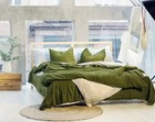 Linen Duvet Cover Moss Green color Duvet Cover With Buttons king Queen Twin set