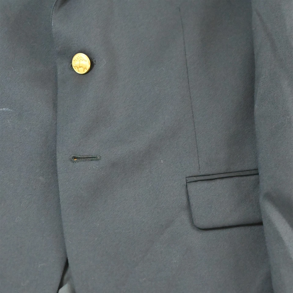 Brooks Brothers 38R Navy Blue Gold Button 100% Wool Blazer Jacket Sport Coat - Image 3 of 4