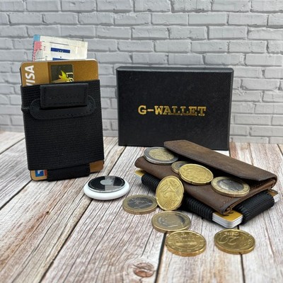 Mini Wallet Genuine Leather   Men's Wallet with Engraving   AirTag Compartment   Gift Idea