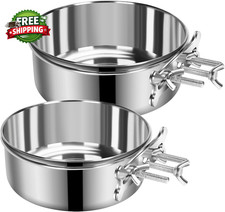 2 Pcs Large Dog Food Water Bowl for Cage with Upgraded Clamp Holder Pet Kennel
