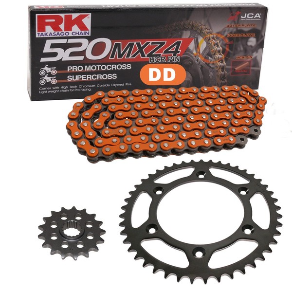 Kettensatz Husqvarna WR 125 Enduro 90-94 Kette RK DD 520 MXZ4 116 Offen Oran-image