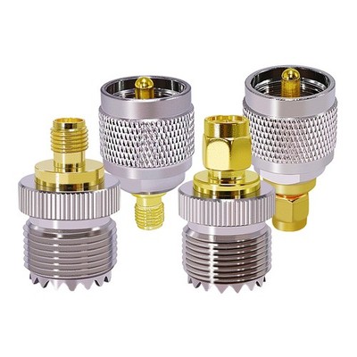 SMA to UHF Antenna Adapter, PL259 SO239 VHF FR Gold and Silver