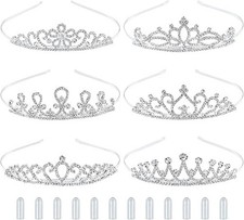 6 Pack Crystal Tiara Crown,Rhinestone Princess Crown,Silver Crystal Tiara for Gi