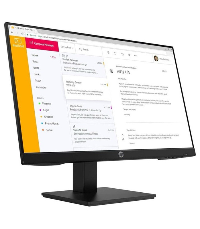 HP P22 G4 24inch" IPS LED Monitor 1080p Slim Bezel HDMI/DP/VGA Black