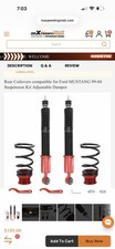 Rear Coilovers For Ford Mustang 99-04 Suspension Kit Adjustable Damper