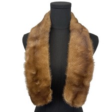 Vintage Mink Fur Scarf Wrap Velvet Lining Luxury Glam Mobwife Stole Light Brown