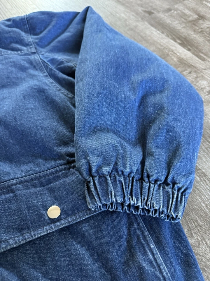 Abrigo de plumón chaqueta de bombardero acolchada con cierre de bombero de mezclilla Gallery de colección Foto 4 de 4