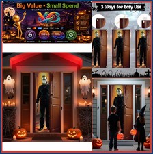 Halloween Door Cover 72.8x35.4 Inch Scary Fabric Banner Wall Decor Indoor