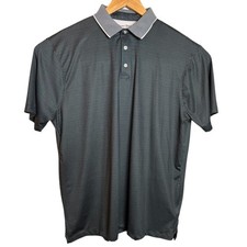 Hickey Freeman Golf Polo Shirt Men L Gray Pattern Performance Stretch Comfort