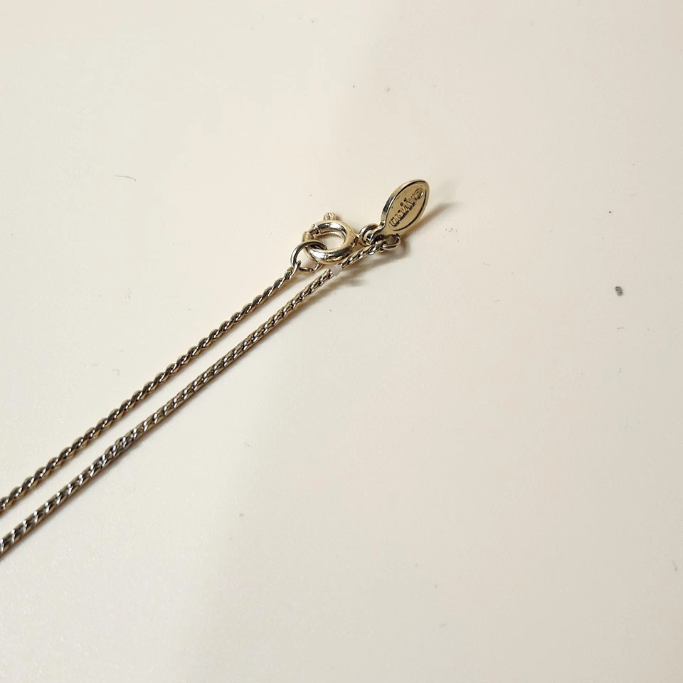 Collar Campana Trifari Vintage Tono Dorado Rojo Estrás Colgante Vacaciones 18 Pulgadas Foto 3 de 4