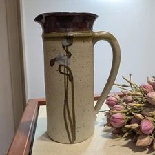 Vintage 1978 William Bill Creitz Studio Pottery Tall Stoneware Pitcher 
