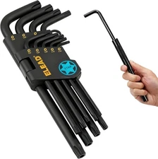 ELEAD 11-Piece Torx Star Allen Wrench Set with Extension Bar, Long Arm Black