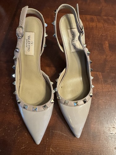 Pre-owned Valentino Rock Star Studs Nude Heels Size 38