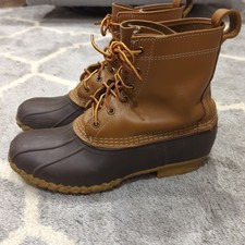 LL Bean Mens 8 Inch Duck Boots Size 9 Maine Hunting Insulated Leather Brown