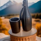 New ListingCaddy O Black Leather Tote Wine Bottle Carrier/Cooler Chiller No Corkscrew