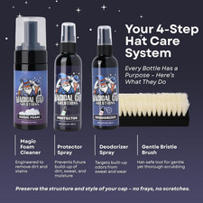 Hat Cleaning Kit 4-Step Headwear Cleaner Foam Brush Deodorizer Protector Safe