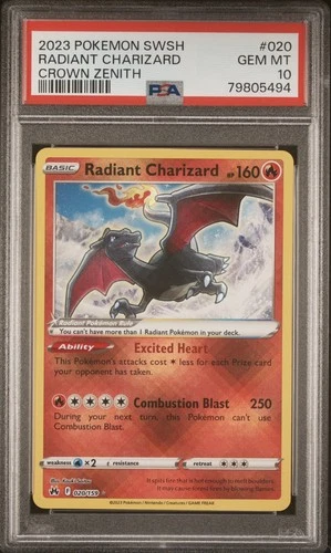 2023 POKEMON SWSH CROWN ZENITH #020 RADIANT CHARIZARD PSA 10