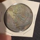 1922 Toned Peace Dollar Vibrant Colors no mint mark