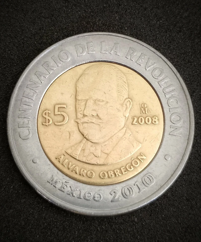 $5 Pesos Conmemorativa a la Revolucion Mexico 2008 Fco Villa y Alvaro Obregon - Image 3 of 4