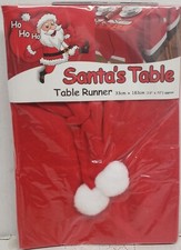 Fabric Microfiber Table Runner 13" x 72" CHRISTMAS, RED COLOR, SANTA'S TABLE