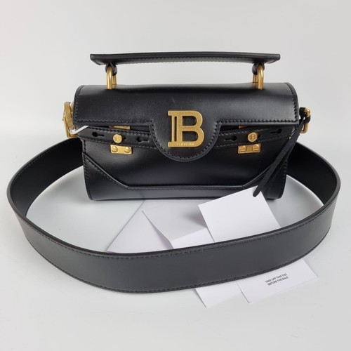 Balmain B-Buzz 19 Black Leather Shoulder Bag New | eBay