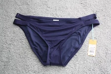 Kona Sol Womens Size Large Medium Coverage Hipster Navy Blue Bikini Bottoms