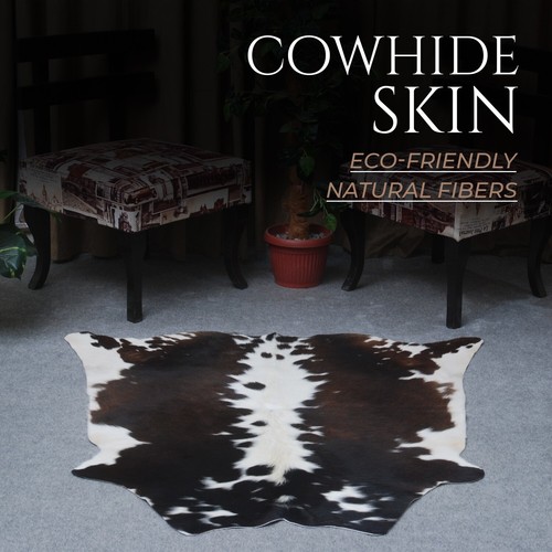 Exótico Alfombra Marrón Oscuro Blanco Real Cuero Mediano Piel Vaca Rugs - Imagen 8 de 9
