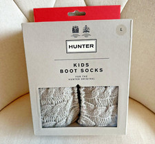 Hunter Kids Cable Knit Original Boot Socks Size Large 1-3 Oatmeal Beige New NIB