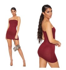 Pretty Little Thing Burgundy BandeauBodycon Dress