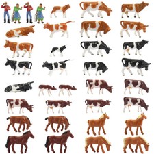36pcs HO Scale 1:87 Well Painted Farm Animals Cows Horses Shepherd People