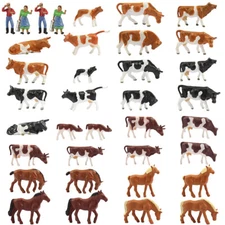 36pcs HO Scale 1:87 Well Painted Farm Animals Cows Horses Shepherd People