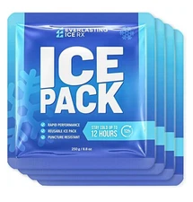 Rapid Performance Reusable Ice Packs for Coolers or Lunch Box 4 Pack Up to 12 Ho